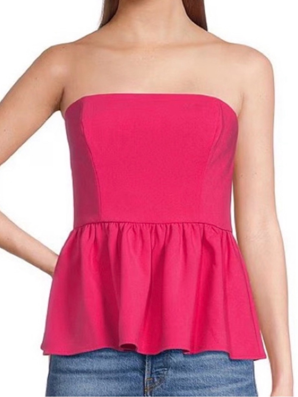 French Connection Whisper Strapless Peplum Top